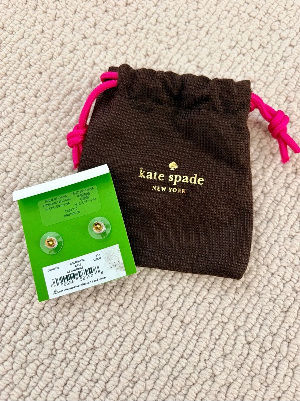 kate spade Gold Glitter Cluster Stud Earrings NWT